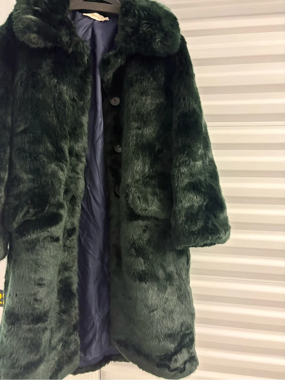 Tory Burch Faux Fur Coat. Size Large. Like New. Forest Green.
